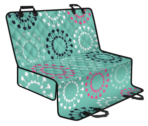 Image of Green Retro Boho Pattern Car Back Seat Covers, Ethnic Pet Protectors, Abstract