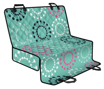 Green Retro Boho Pattern Car Back Seat Covers, Ethnic Pet Protectors, Abstract
