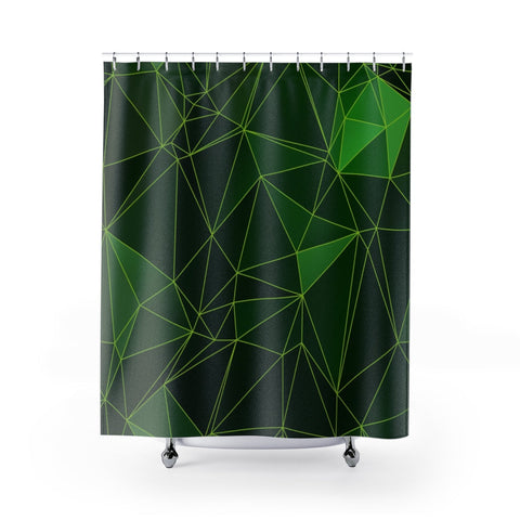 Image of Green Geometric Shape Shower Curtains, Water Proof Bath Decor | Spa | Bathroom