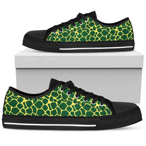 Green Giraffe High Quality,Handmade Crafted,Spiritual,Canvas Shoes,Multi Colored,Boho,Streetwear,All Star,Custom Shoes,Women's Low Top