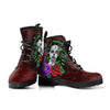 Green Lady Red Purple Roses Women's Vegan Leather Ankle Boots, ,