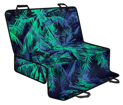 Image of Green Leaves & Floral Car Seat Covers, Nature Inspired Backseat Pet Protectors, Abstract Art Car Accessories