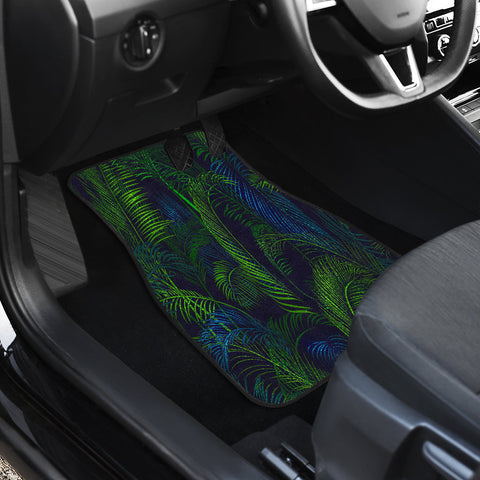 Image of Green Leaves Floral Nature Car Mats Back/Front, Floor Mats Set, Car Accessories