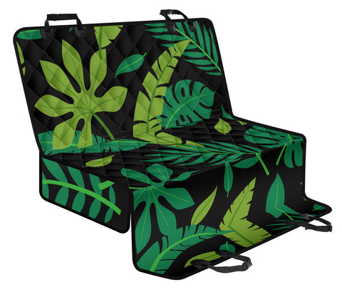 Image of Green Leaves & Flowers Car Back Seat Covers, Abstract Art Inspired Seat