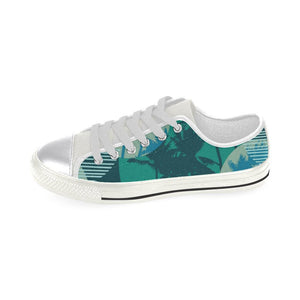 Green Palm Tree Circles Womens Low Top Sneakers, Low Tops , Hippie, Multi Colored, Canvas Shoes