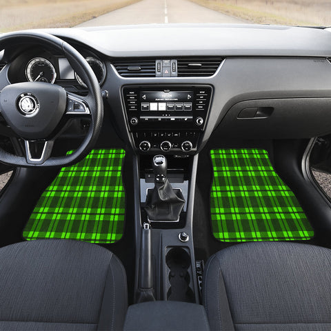 Image of Green Plaid Car Mats Back/Front, Floor Mats Set, Car Accessories