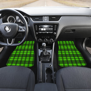 Green Plaid Car Mats Back/Front, Floor Mats Set, Car Accessories