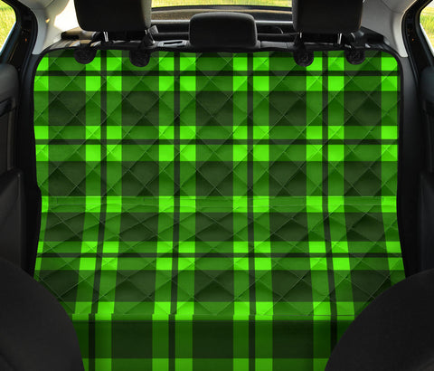 Image of Green Plaid Pattern Car Backseat Covers, Abstract Art Inspired Seat Protectors,