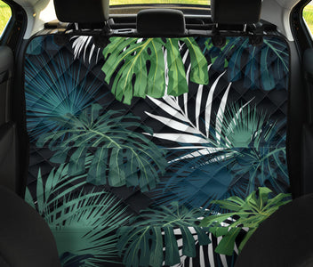 Green Floral Plants & Leaves Car Seat Covers, Abstract Art Backseat Pet