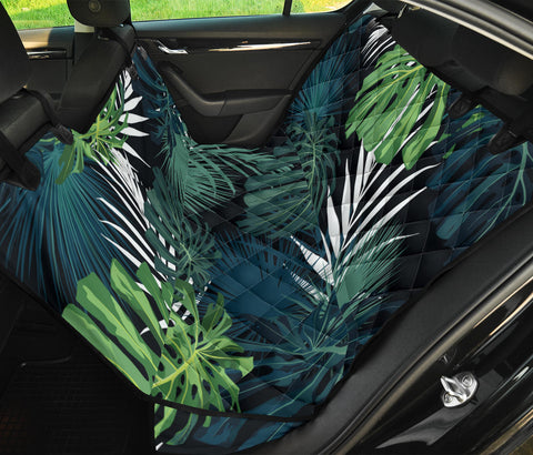 Image of Green Floral Plants & Leaves Car Seat Covers, Abstract Art Backseat Pet