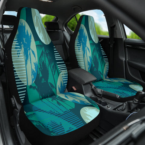 Image of Palm Tree Car Seat Covers, Tropical Jungle Design Protectors, Greenery Car