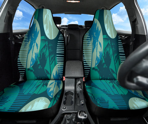 Image of Palm Tree Car Seat Covers, Tropical Jungle Design Protectors, Greenery Car