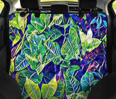 Image of Tropical Green Leaves Abstract Art Car Seat Covers, Backseat Pet Protectors,