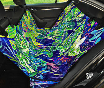 Tropical Green Leaves Abstract Art Car Seat Covers, Backseat Pet Protectors,