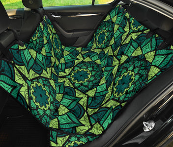 Green Mandalas Abstract Art Car Seat Covers, Backseat Pet Protectors, Unique Car