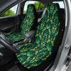 Green Mandala Floral Car Seat Covers, Bohemian Front Seat Protectors, 2pc Car