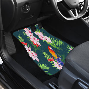 Green parrots tropical floral Car Mats Back/Front, Floor Mats Set, Car