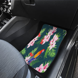 Green parrots tropical floral Car Mats Back/Front, Floor Mats Set, Car