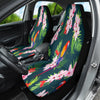 Green Parrot Tropical Floral Car Seat Covers, Exotic Front Seat Protectors, 2pc,