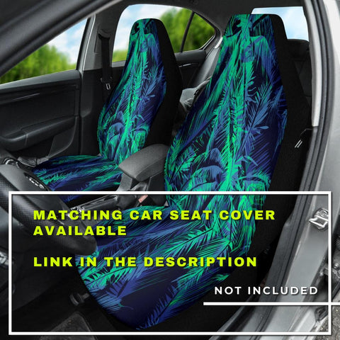 Image of Green Leaves & Floral Car Seat Covers, Nature Inspired Backseat Pet Protectors,