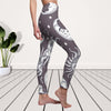 Grey Multicolored Sun Moon Women's Cut & Sew Casual Leggings, Yoga Pants,