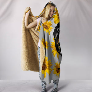 Grey Sunflower Stripe Afro Faith Woman Blanket,Sherpa Blanket,Bright Colorful, Colorful Throw,Vibrant Pattern Hooded blanket,Blanket Hoodie