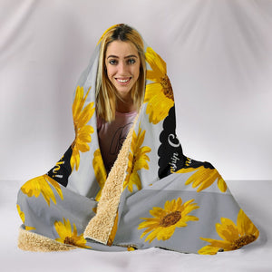 Grey Sunflower Stripe Afro Faith Woman Blanket,Sherpa Blanket,Bright Colorful, Colorful Throw,Vibrant Pattern Hooded blanket,Blanket Hoodie