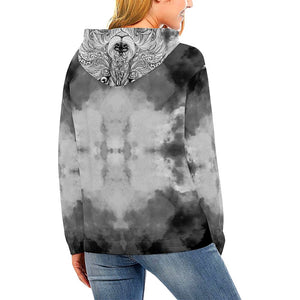 Grey Wolf Womens Hoodie Handmade,Floral Colorful Feathers, Fashion Wear,Fashion Clothes