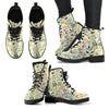 Spring Floral Flower Boho Women’s Leather Boots , Vegan Cosmos Sky