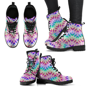 Women's Colorful Boho Chic Aztec Vegan Leather Boots , Handcrafted, Leather