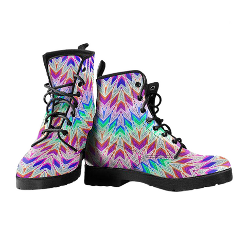 Image of Women's Colorful Boho Chic Aztec Vegan Leather Boots , Handcrafted, Leather