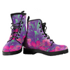 Women's Colorful Tropical Floral Vegan Leather Boots , Handcrafted, Leather