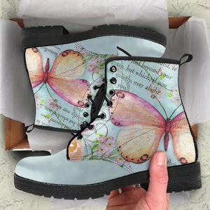Happiness Is A Butterfly Women's Vegan Leather Boots, Handcrafted Hippie Streetwear, Classic Stylish Boot, Women's Gift, Unique Design