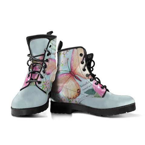 Image of Happiness Is A Butterfly Women's Vegan Leather Boots, Handcrafted Hippie Streetwear, Classic Stylish Boot, Women's Gift, Unique Design
