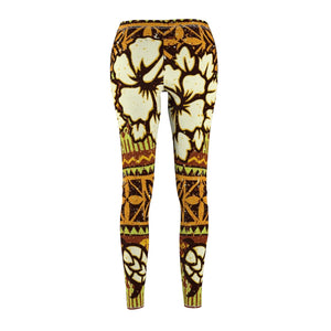 Hawaiian Print Multicolored Women's Cut & Sew Casual Leggings, Yoga Pants,