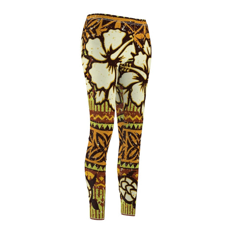 Image of Hawaiian Print Multicolored Women's Cut & Sew Casual Leggings, Yoga Pants,
