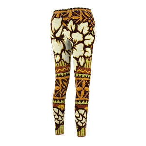 Hawaiian Print Multicolored Women's Cut & Sew Casual Leggings, Yoga Pants,