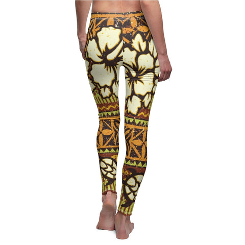 Image of Hawaiian Print Multicolored Women's Cut & Sew Casual Leggings, Yoga Pants,