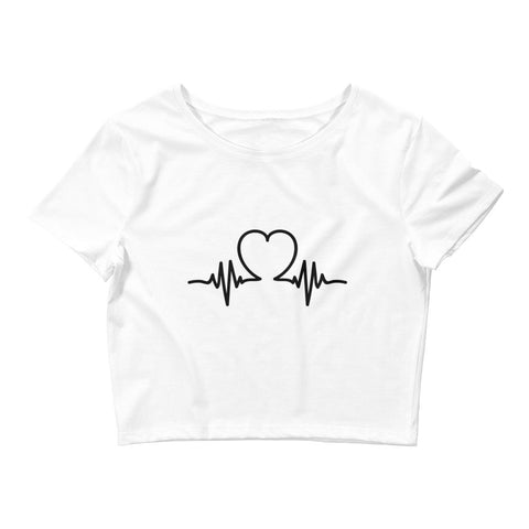 Image of Heart Beat Line Women’S Crop Tee, Fashion Style Cute crop top, casual outfit,