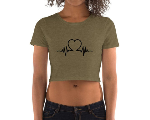 Image of Heart Beat Line Women’S Crop Tee, Fashion Style Cute crop top, casual outfit,