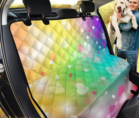 Image of Heart Print Pink Valentine Car Seat Covers, Abstract Art Inspired Backseat Pet