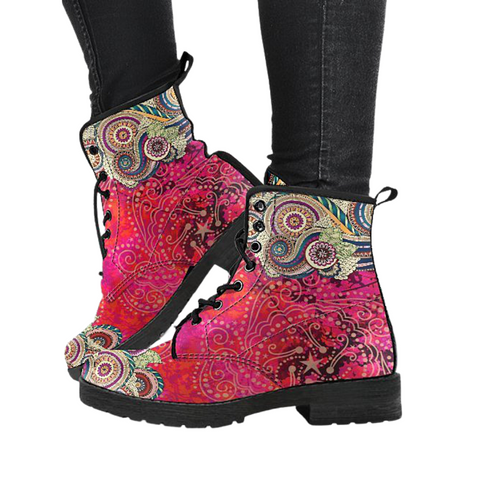 Image of Henna Mandala, Vegan Leather Women's Boots, Winter and Rain Boots,