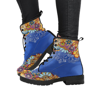 Henna Inspired, Handcrafted Vegan Leather Women's Boots, Stylish Winter and Rain