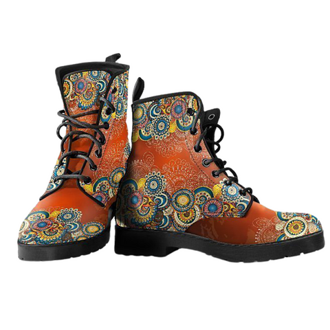 Image of Henna Style Vegan Leather Boots for Women, Handcrafted, Classic Streetwear,