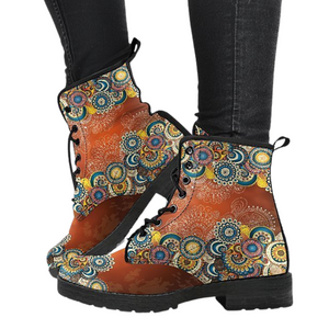 Henna Style Vegan Leather Boots for Women, Handcrafted, Classic Streetwear,