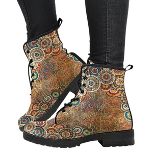 Classic Henna, Women's Vegan Leather Boots, Handcrafted Winter, Rain and Combat