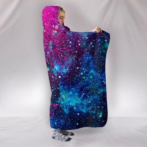 Image of Hidden Women In Galaxy,Vibrant Pattern Blanket,Sherpa Blanket,Bright Colorful, Hooded blanket,Blanket with Hood,Soft Blanket,Hippie Hooded