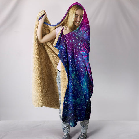 Image of Hidden Women In Galaxy,Vibrant Pattern Blanket,Sherpa Blanket,Bright Colorful, Hooded blanket,Blanket with Hood,Soft Blanket,Hippie Hooded