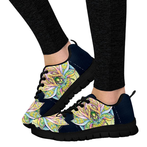 Image of Hippie Colorful Lotus Mandala Athletic Sneakers,Kicks Sports Wear, Kids Shoes,Custom Shoes, Shoes Womens,Low Top Shoes,Top Shoes