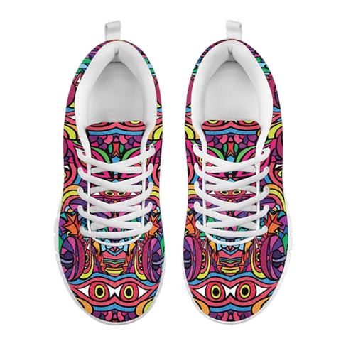 Image of Hippie Colorful Psychedelic Athletic Sneakers,Kicks Sports Wear, Kids Shoes,Custom Shoes, Shoes Womens,Low Top Shoes,Top Shoes,Running Shoes